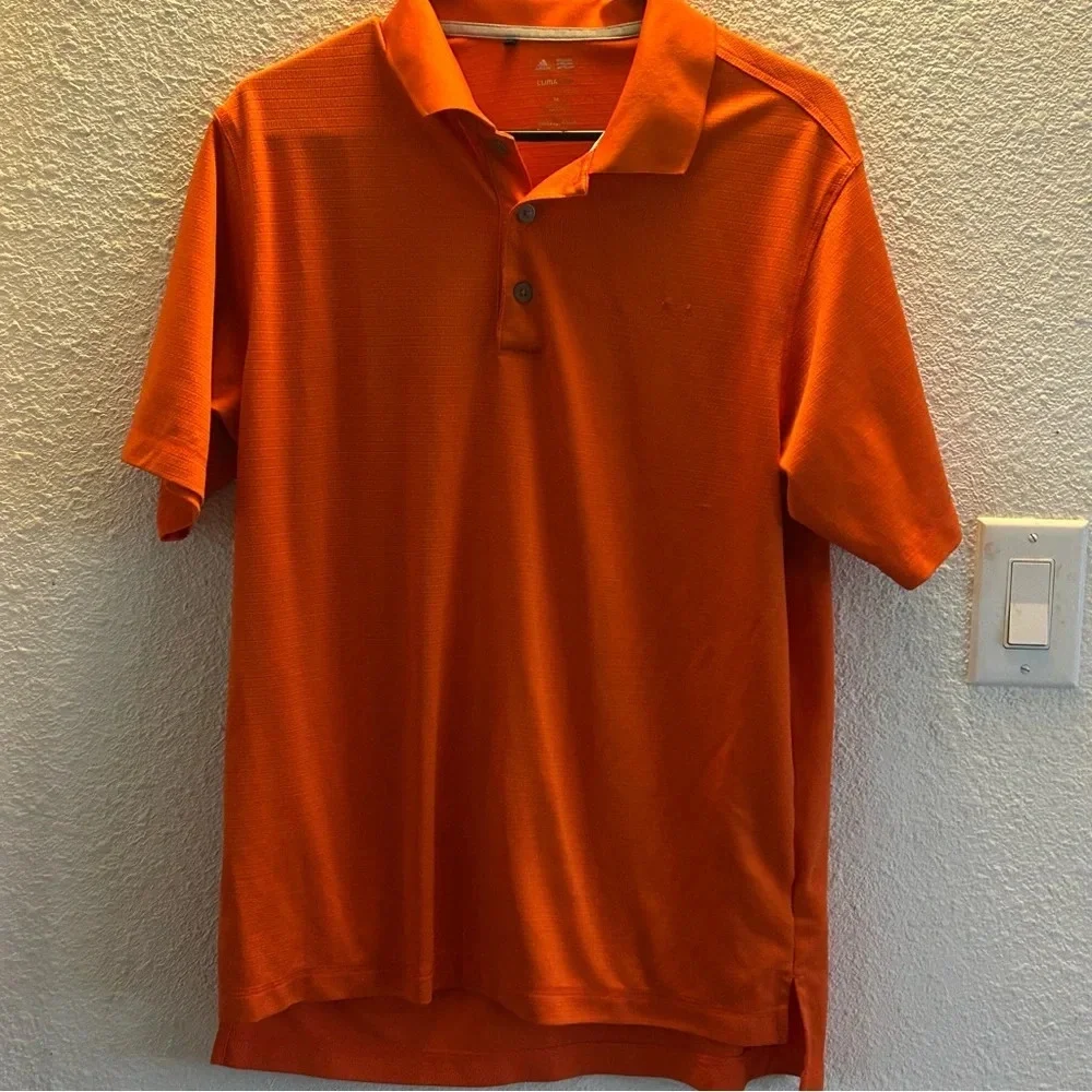 Adidas Men’s Orange Climalite Polo Golf Shirt Medium Sporty